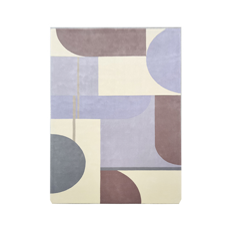 How can geometric pattern carpet add a sense of modern art to the living room?